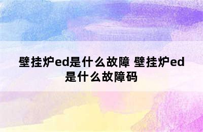 壁挂炉ed是什么故障 壁挂炉ed是什么故障码